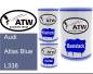 Preview: Audi, Atlas Blue, L338: 500ml Lackdose + 500ml Klarlack + 250ml Härter - Set, von ATW Autoteile West.